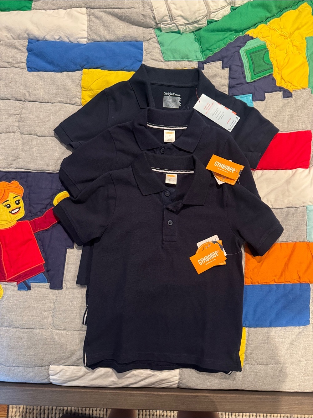 3 Navy Polos (2 Gymboree / 1 Cat and Jack) Navy Blue